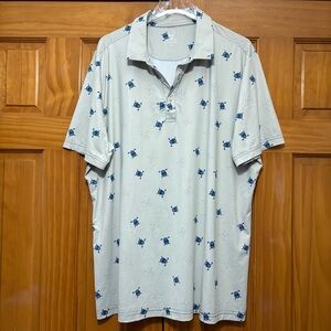 Chuco Golf Men's Light Gray Polo Shirt with Navy/Silver Skull Print Size 2XL EUC
